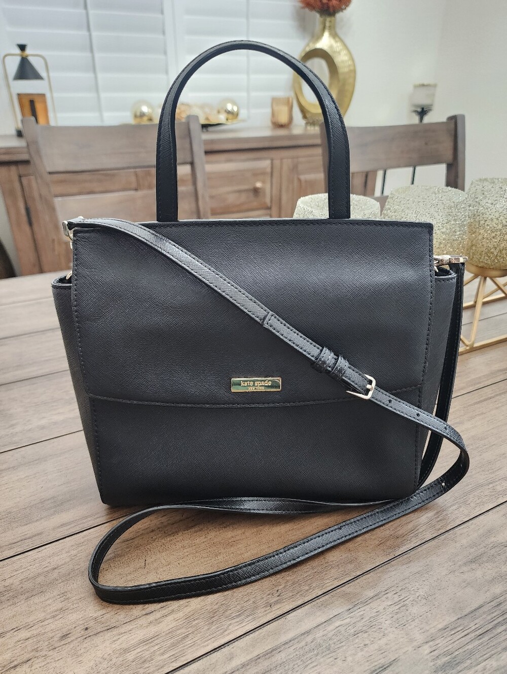 Kate Spade Black Leather Top-Handle Crossbody Bag